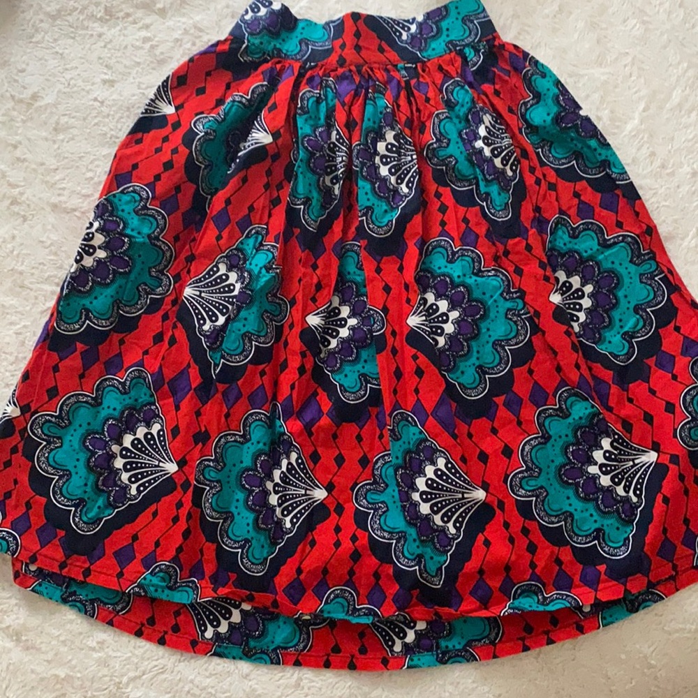 Grassfields African Print Midi Skirt Grass-fields